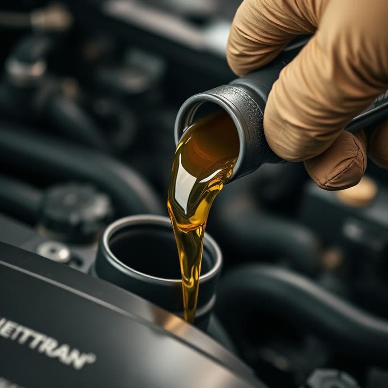 Fresh engine oil being poured